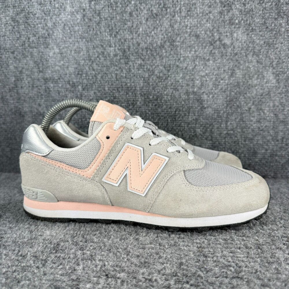 New Balance 574 Classic Shoes Womens 8.5 Gray Pink Suede Athletic Sneakers